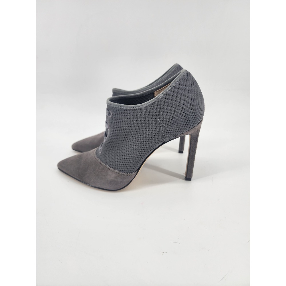 Nine West Nwtria Gray Suede Knit Lace Up Pointed Toe Stiletto Ankle Boots 7.5M - Picture 6 of 8